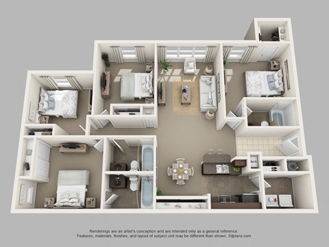 this is a 3d floor plan of a 824 square foot 1 bedroom apartment at the